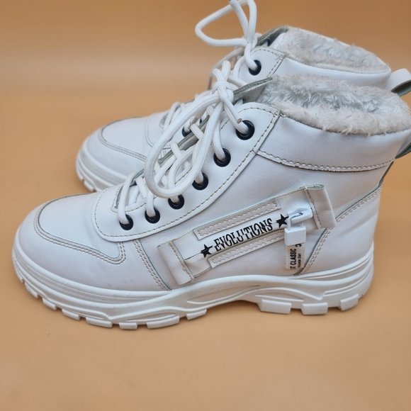 Woman's casual high top boots winter plush warm lace-up - Picture 4 of 7